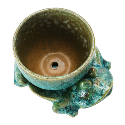 Stoneware Planter Frog Vase Green