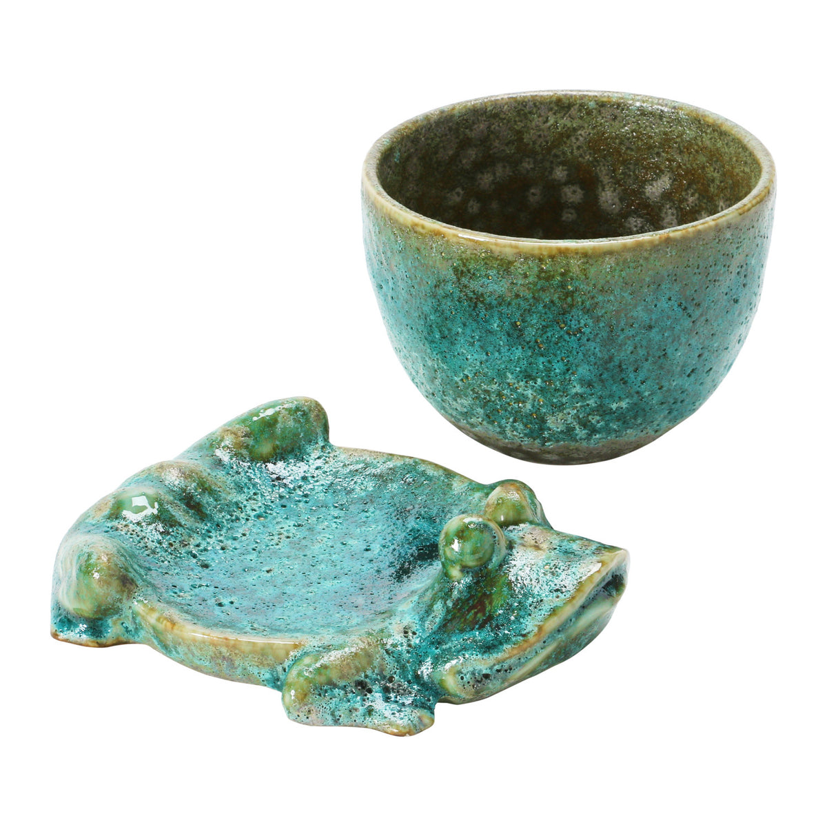 Stoneware Planter Frog Vase Green