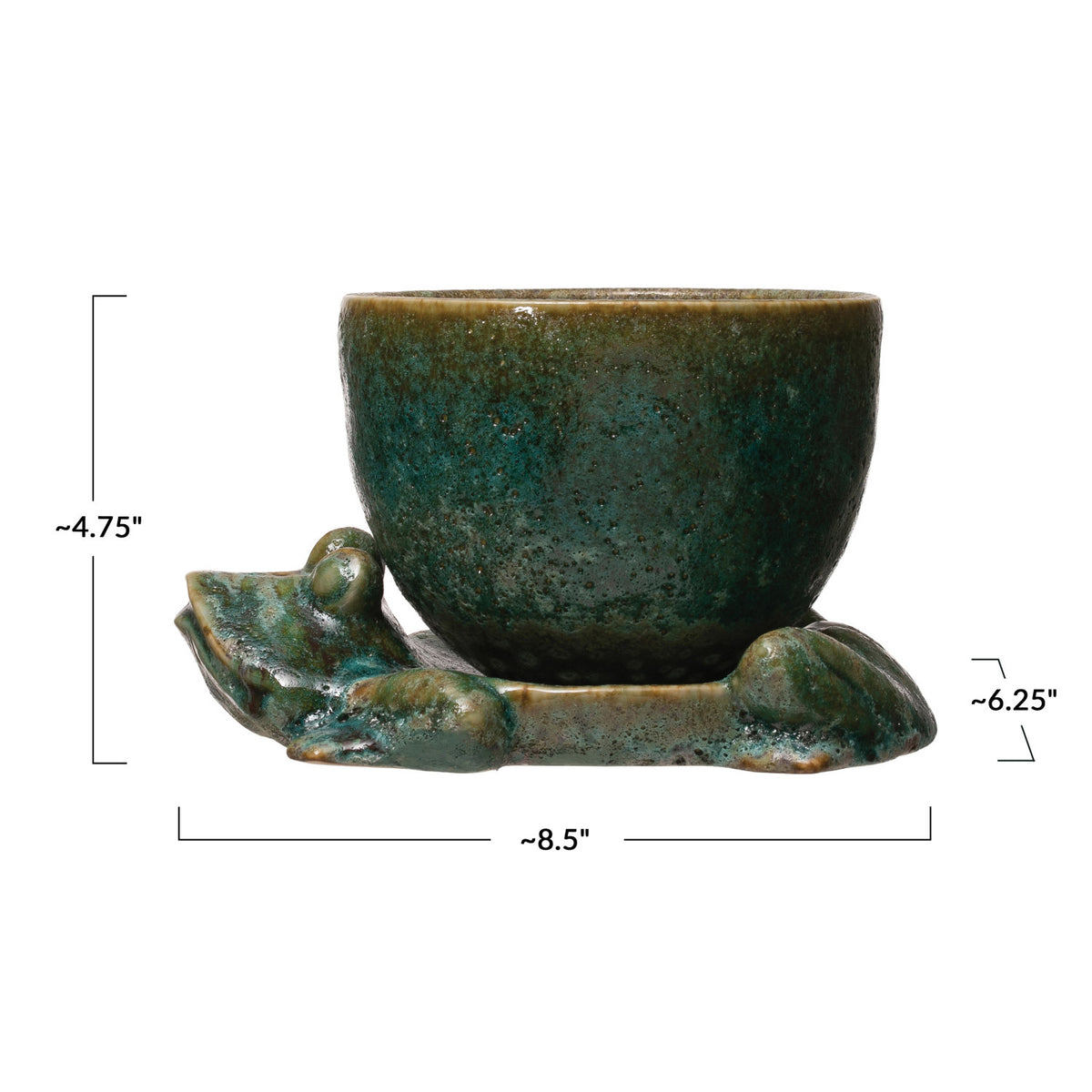Stoneware Planter Frog Vase Green