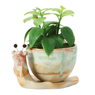 Stoneware Snail Planter
