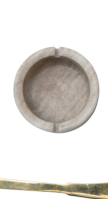 Marble Bowl with Metal Knife Black