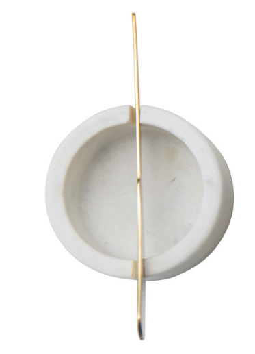 Marble Bowl with Metal Knife Black