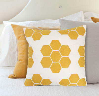 Quilted Cotton Pillow w/ Honeycomb Pattern Polyester Fill