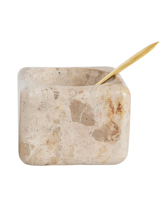 Marble Sandstone Pinch Pot with Brass Spoon