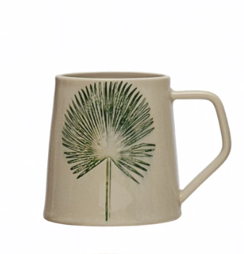 Mug Leaf Cream Green