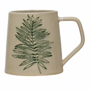 Mug Leaf Cream Green