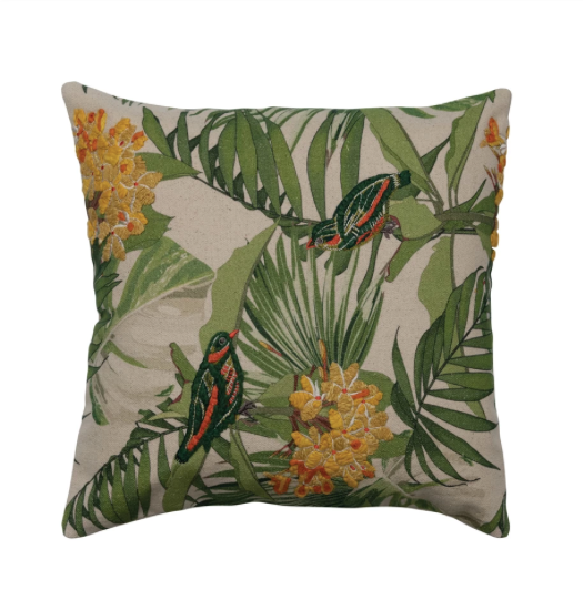 Square Pillow Birds Floralsery