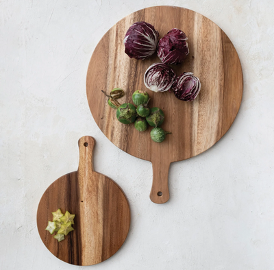 Suar Wood Cheese Cutting Board w Handle Natural