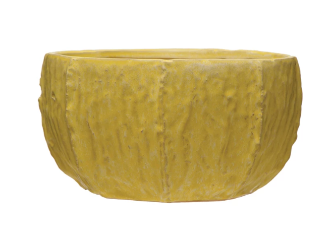 Stoneware Planter Reactive Glaze Matte Yellow