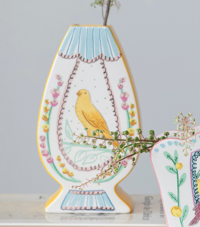 Vase Birds Multi Color