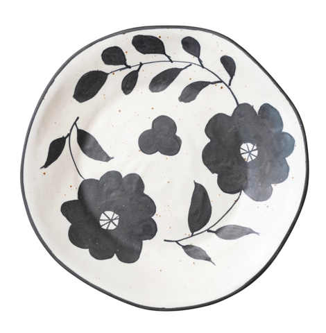 Maite Plate Floral Matte Black Cream