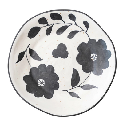 Maite Plate Floral Matte Black Cream