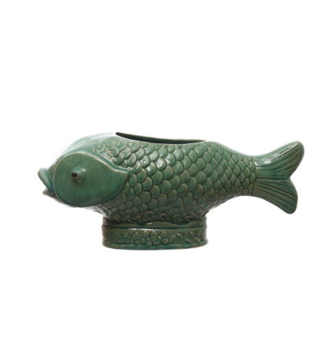 Debossed Stoneware Fish Planter
