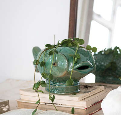 Debossed Stoneware Fish Planter