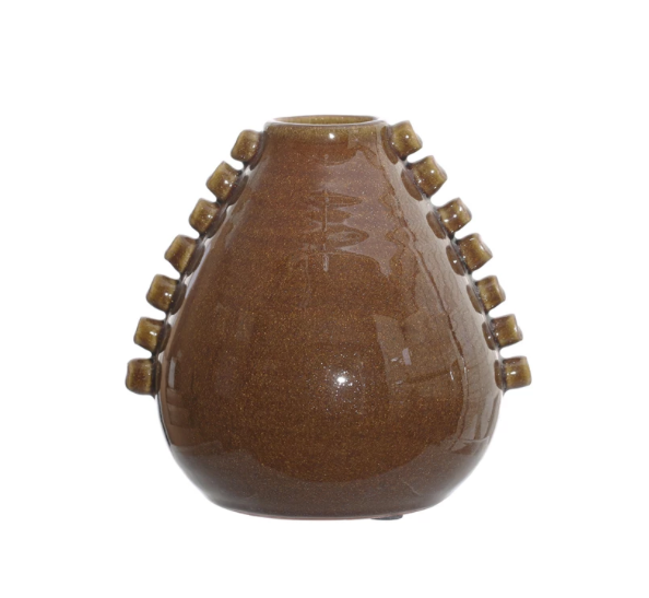 Terra Cotta Vase Hobnails Brown S