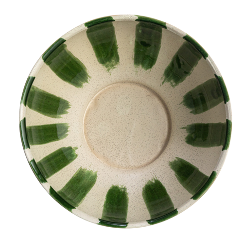 Stoneware Footed Bowl w Stripes