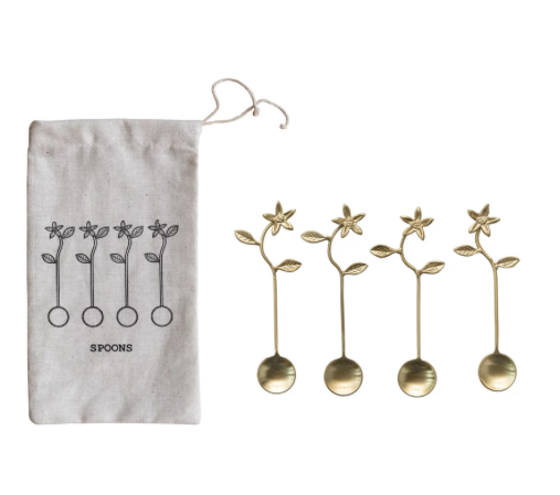 Stainless Steel Brass Spoons Set of 4