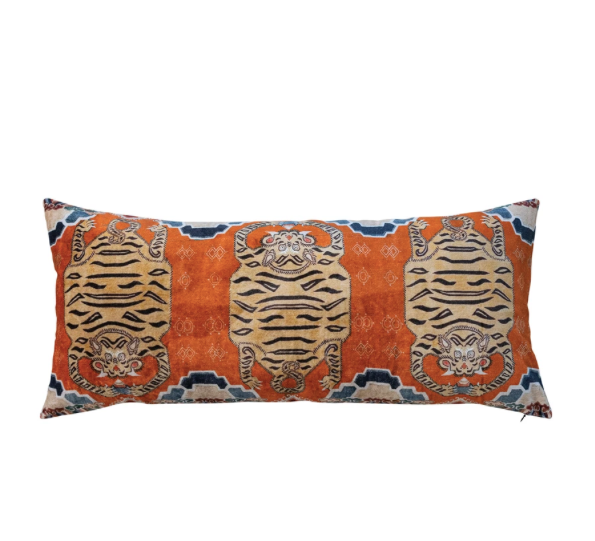 Cotton Velvet Printed Lumbar Pillow