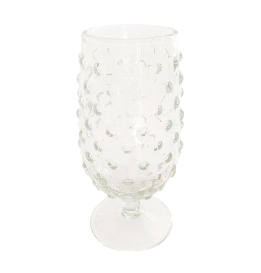 Glass Hobnail Stemmed Drinking Clear