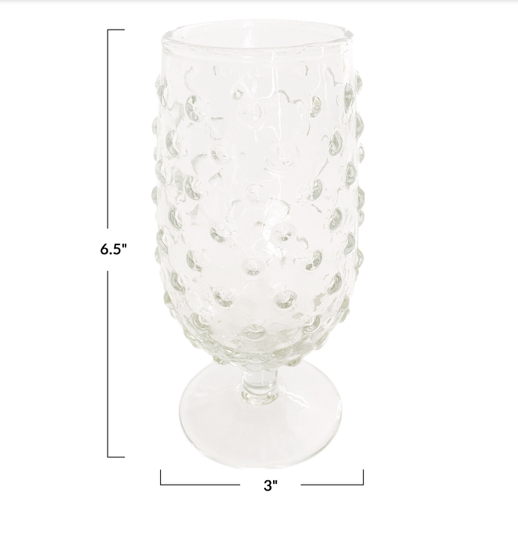 Glass Hobnail Stemmed Drinking Clear
