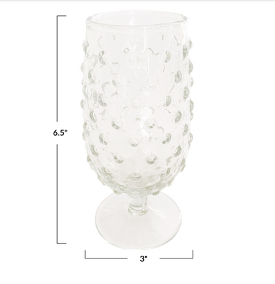 Glass Hobnail Stemmed Drinking Clear
