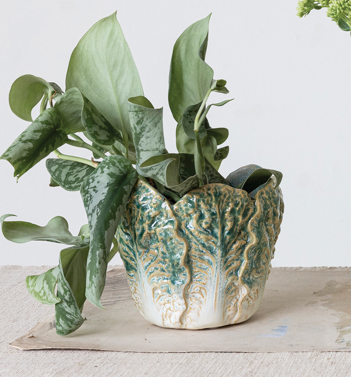 Stoneware Cabbage Shaped Planter