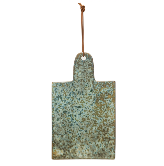 Stoneware Cheese Cutting Board w Leather Tie