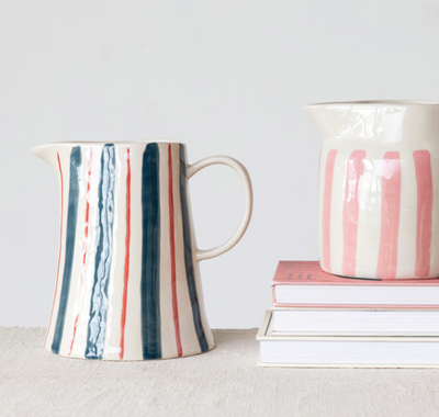 Quart Vase Blue Red White