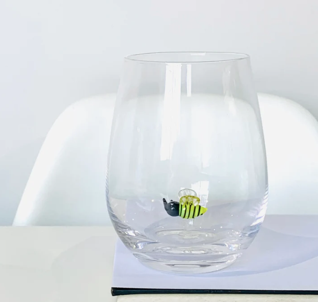 Stemless Wine Glass Bumble Bee