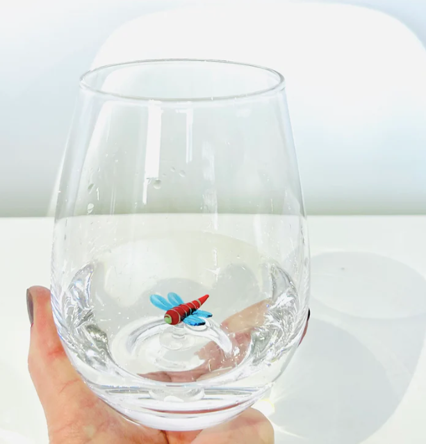 Stemless Wine Glass Dragonfly
