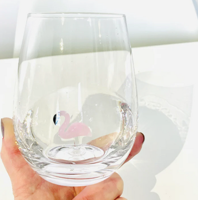 Stemless Wine Glass Flamingo