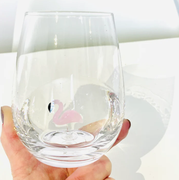 Stemless Wine Glass Flamingo