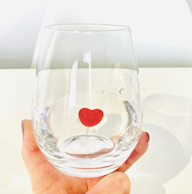 Stemless Wine Glass Heart