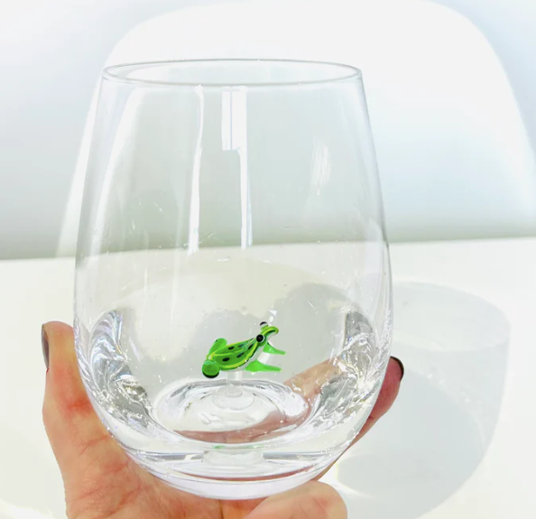 Stemless Wine Glass Frog