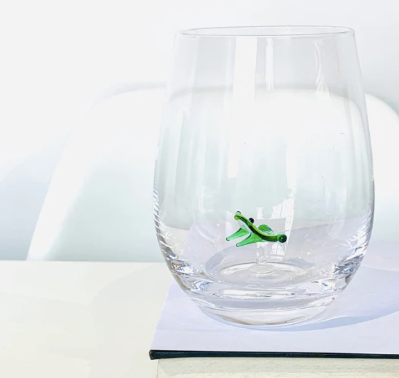 Stemless Wine Glass Frog