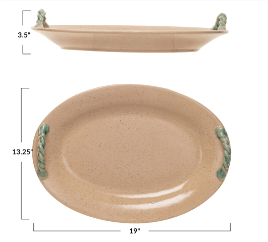 Platter w Handle Terracota