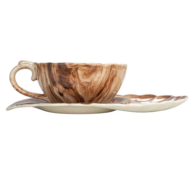 Stoneware Teacup Leaf Shaped