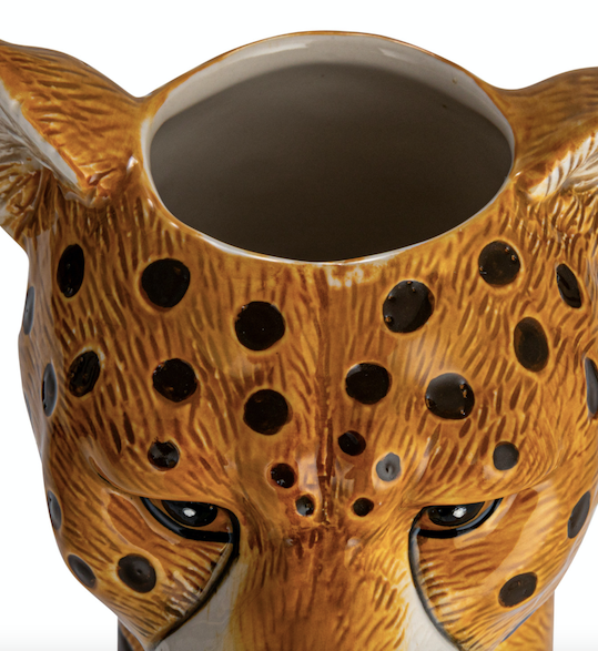 Hand Painted Stoneware Cheetah Vase