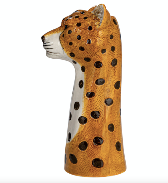 Hand Painted Stoneware Cheetah Vase