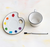 Ceramic Saucer w/ Teacup & Brush Shaped Stirrer