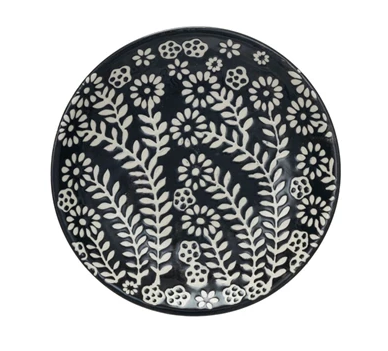 Plate w Wax Relief Botanical Black 1