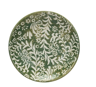 Plate w Wax Relief Botanical Green 2