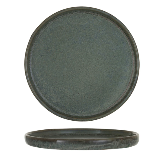 Round Plate Reactive Glaze Matte Teal