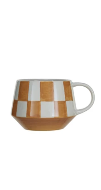 Stoneware Mug w/ Check Pattern