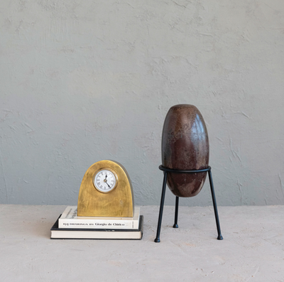 Granite Stone w Metal Stand Dark Brown