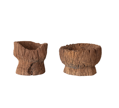 Found Carved Wood Mortar Bowl