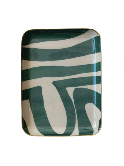 Enameled Metal Tray Abstract