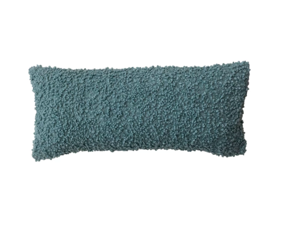 Fabric Sherpa Lumbar Pillow Dusty Blue