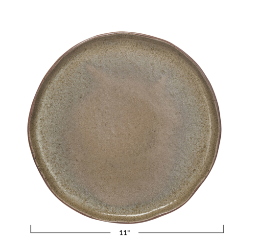 Round Plate Crackle Glaze Green