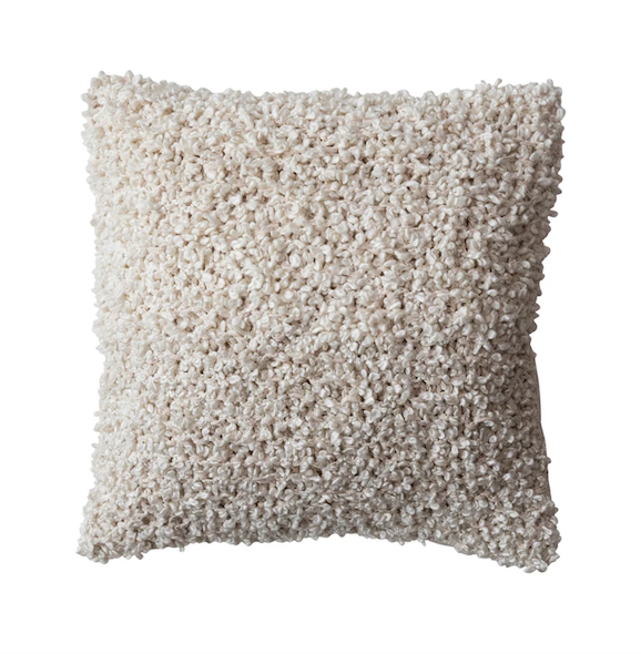 Square Woven Cotton Blend Bouclé Pillow Cream